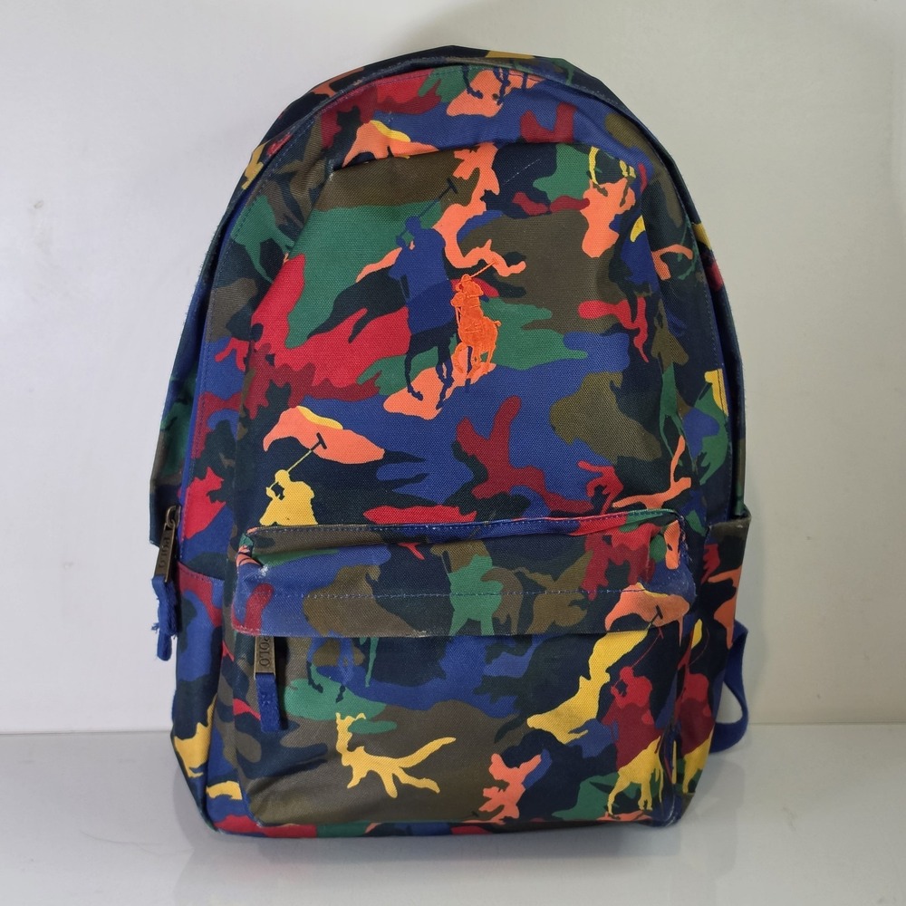 Polo Ralph Lauren Backpack With RARE Multicolor Camouflage Print - Used